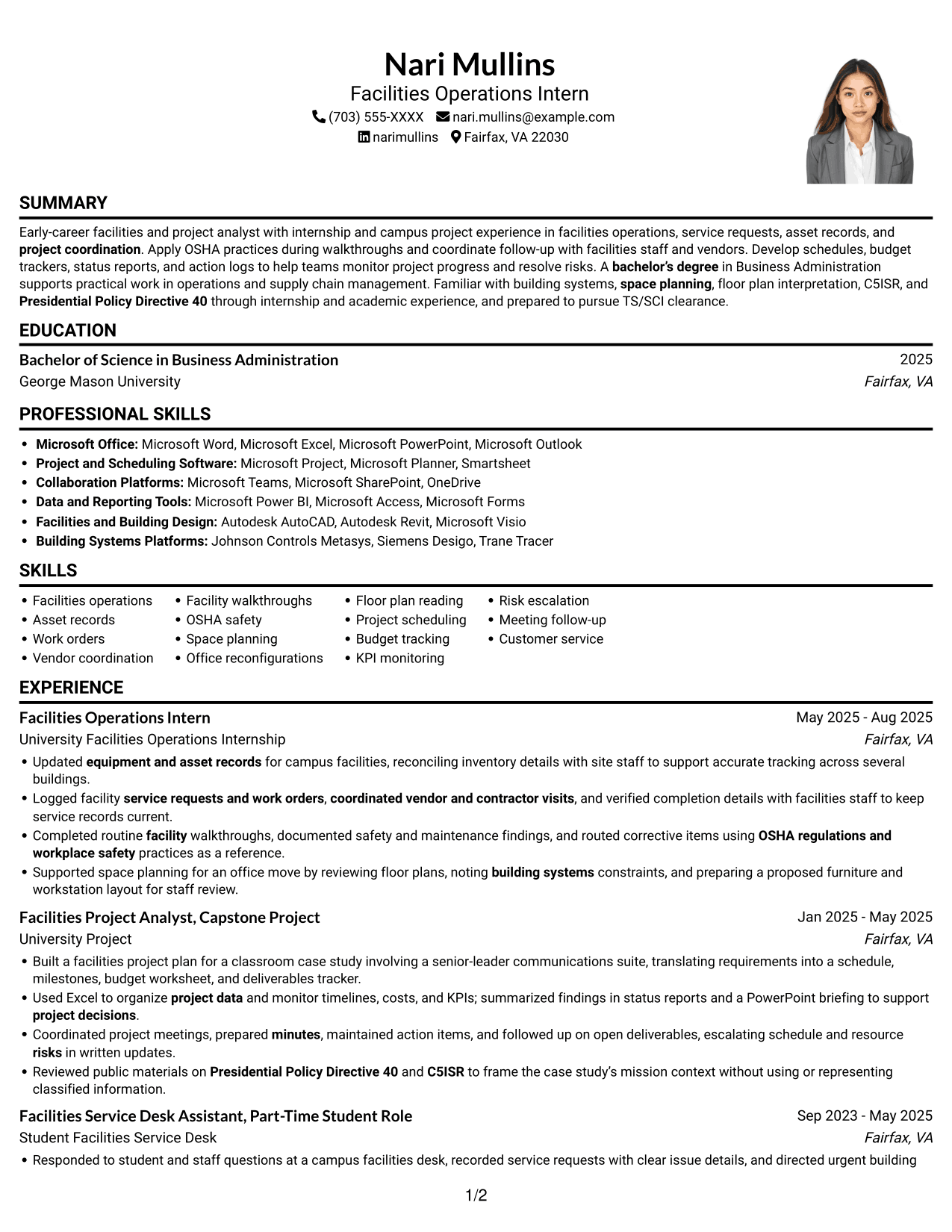 Resume example — page 1