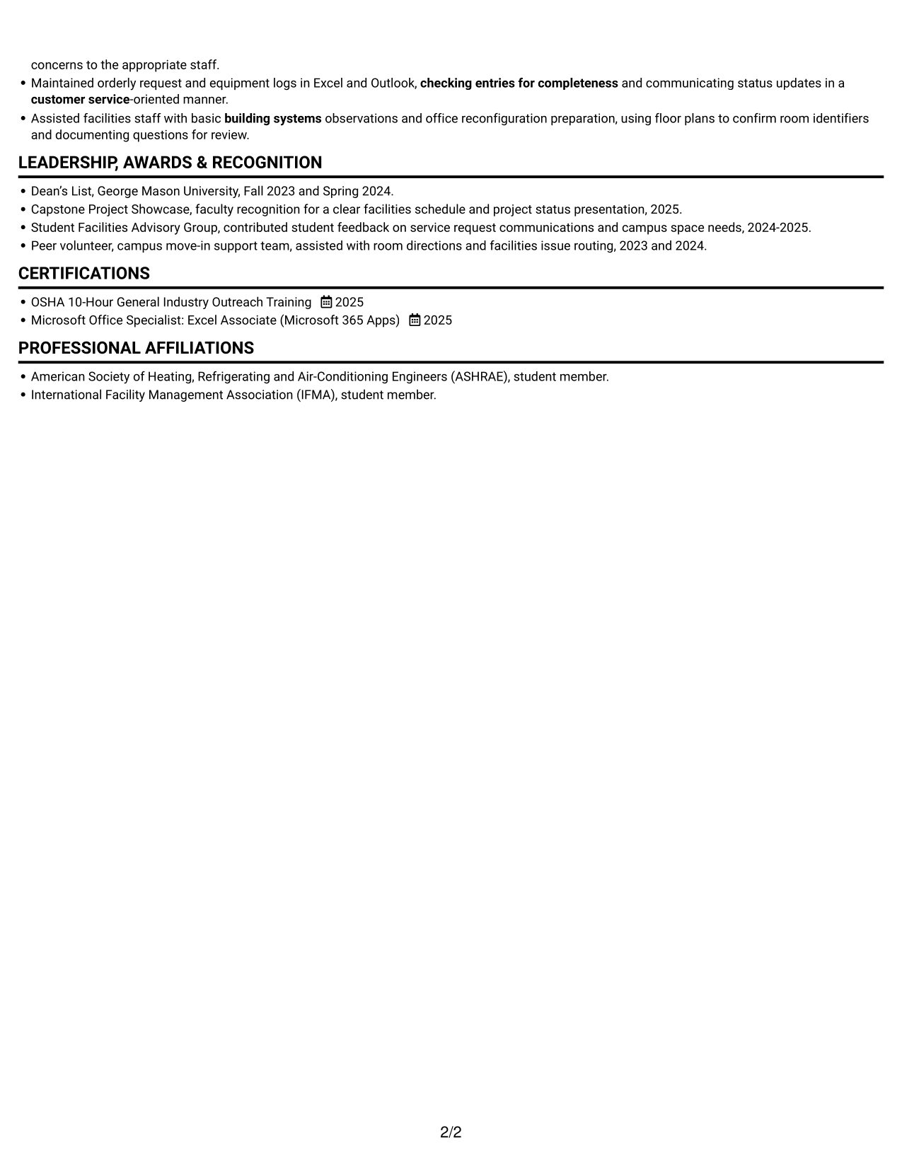 Resume example — page 2