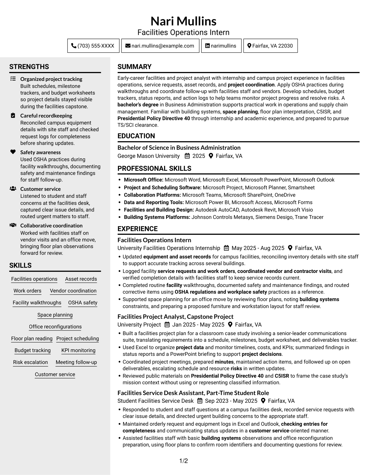 Resume example — page 1