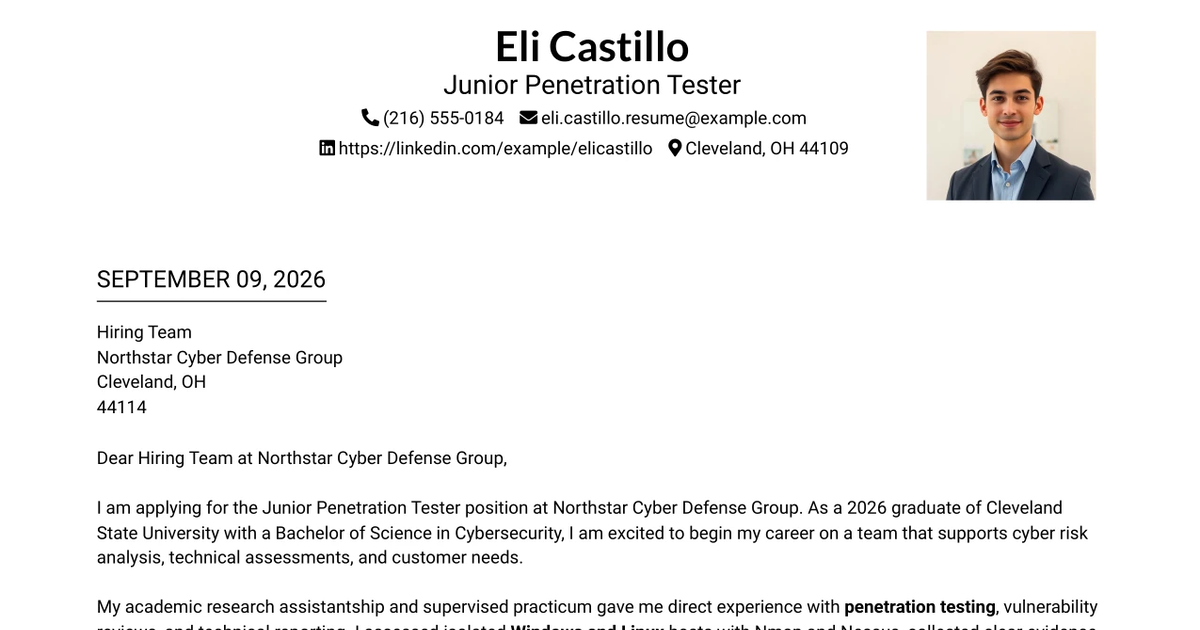 30+ Junior Penetration Tester Cover Letter Templates with Example 2026