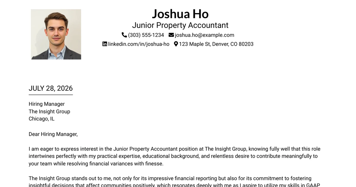 30+ Junior Property Accountant Cover Letter Templates with Example 2026