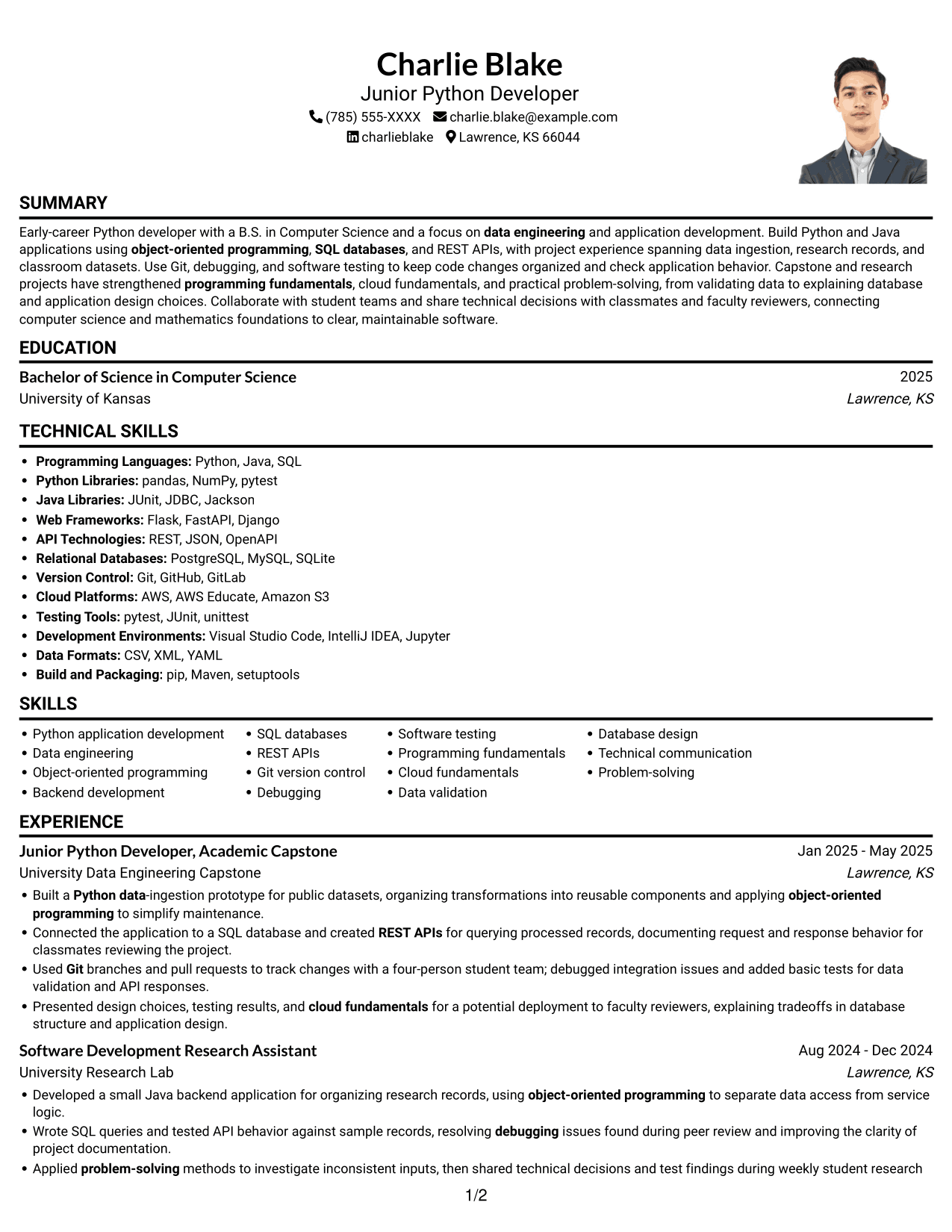 Resume example — page 1