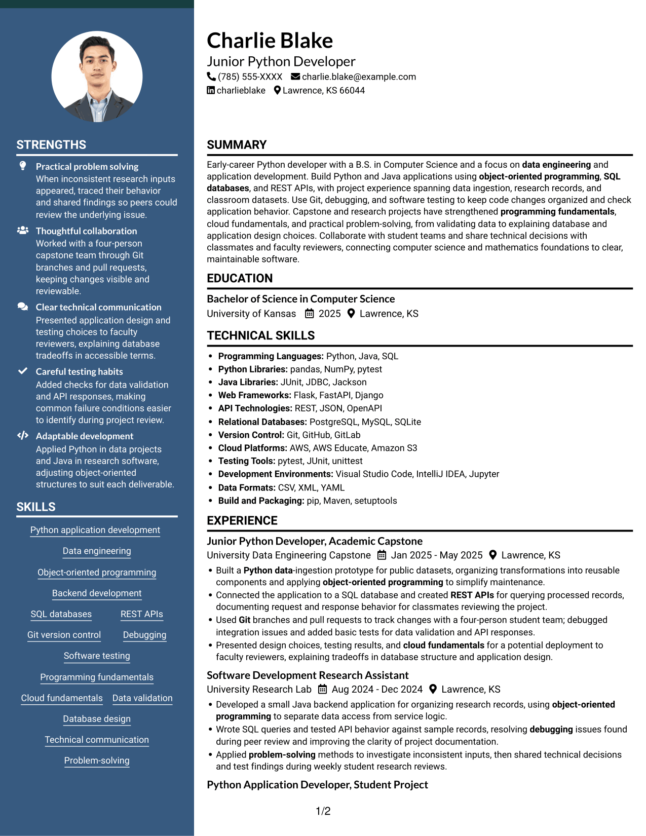 Resume example — page 1
