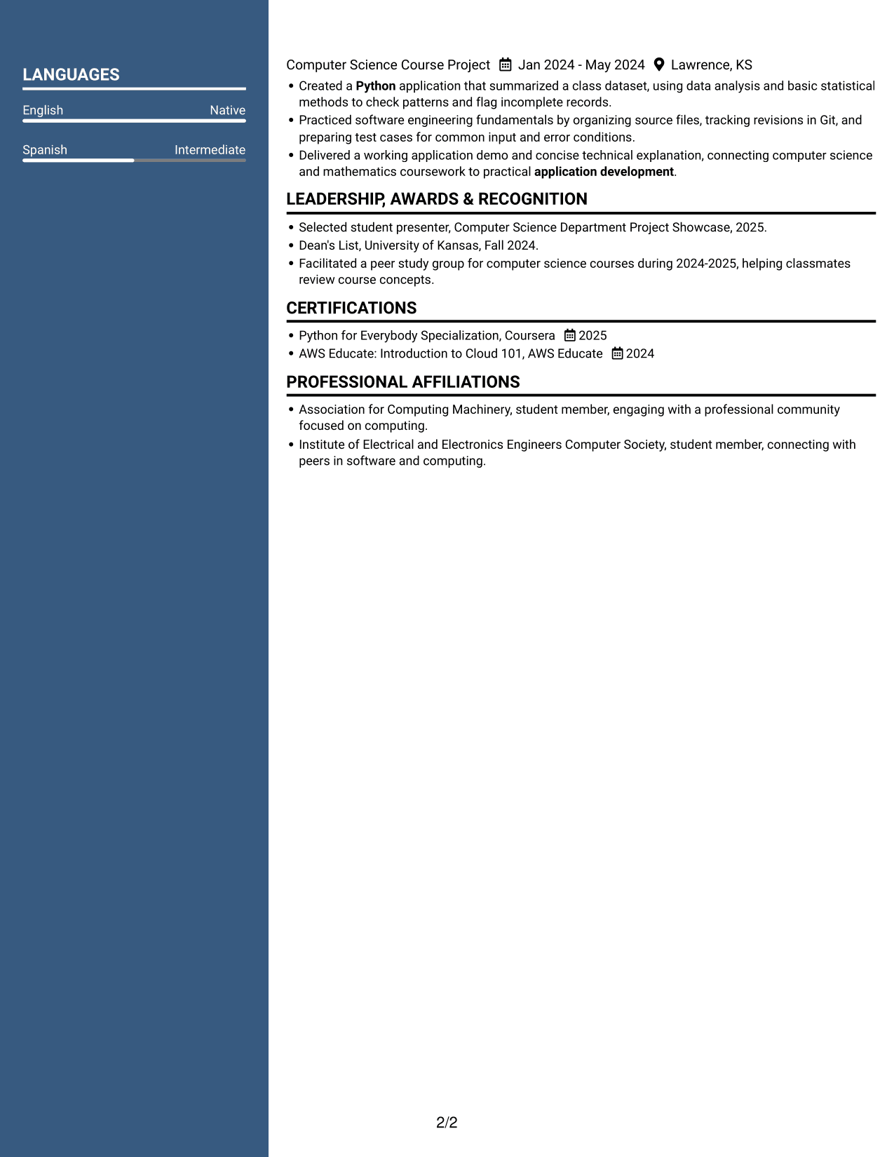 Resume example — page 2