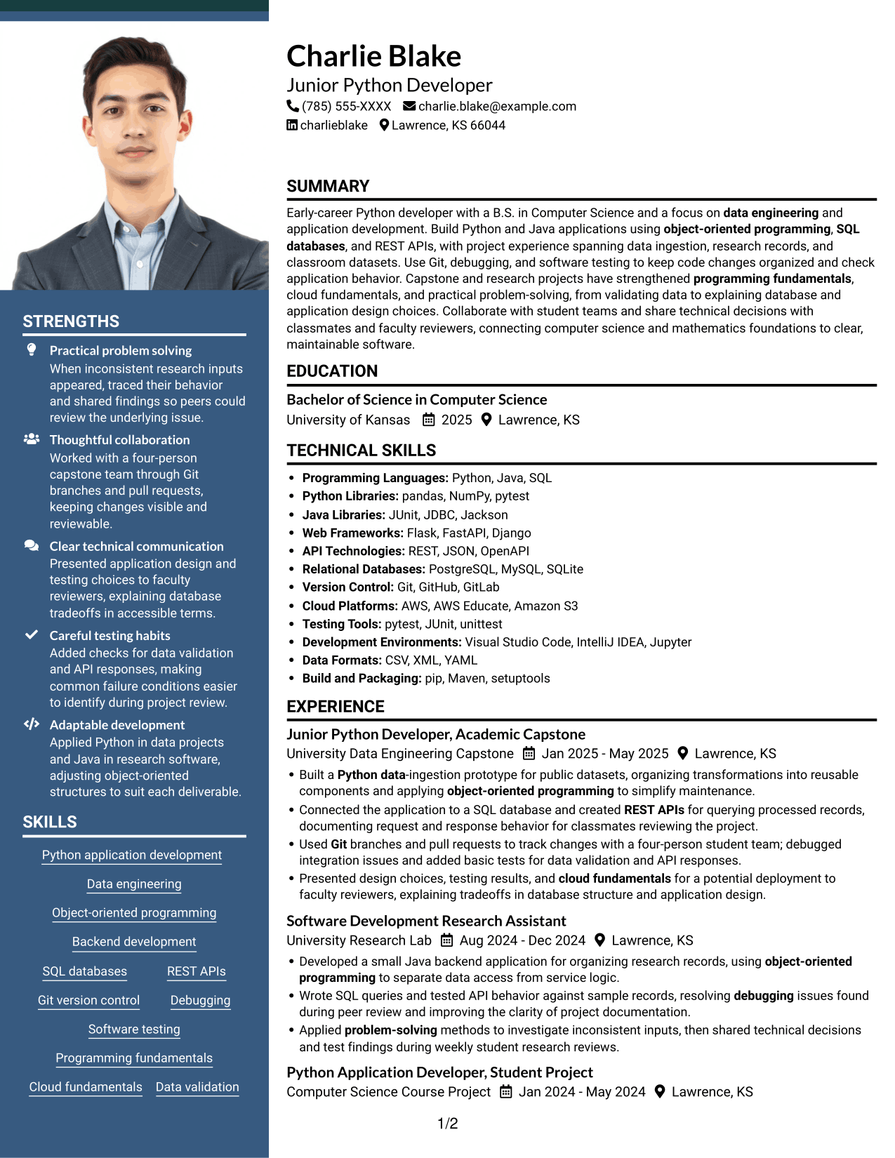 Resume example — page 1
