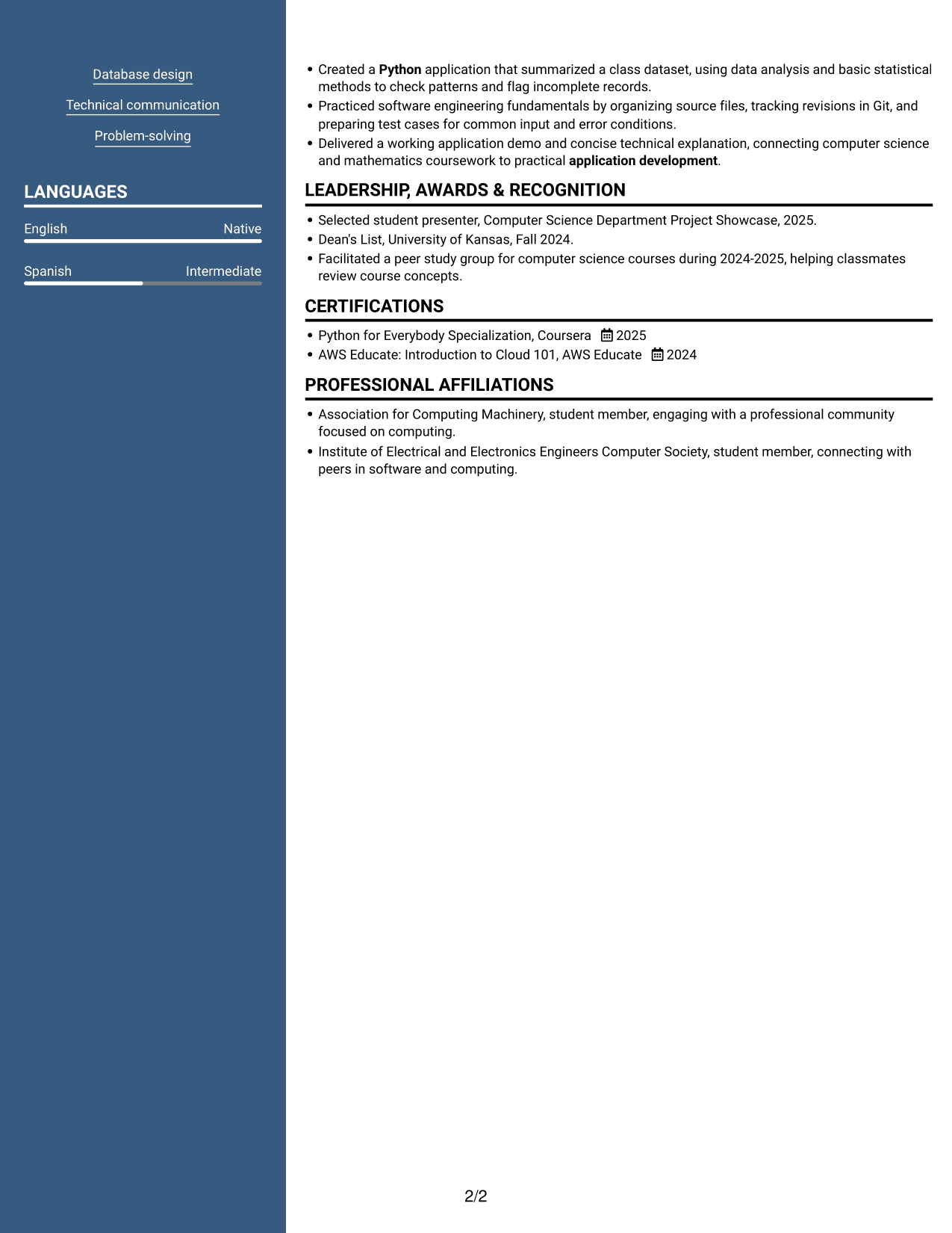 Resume example — page 2