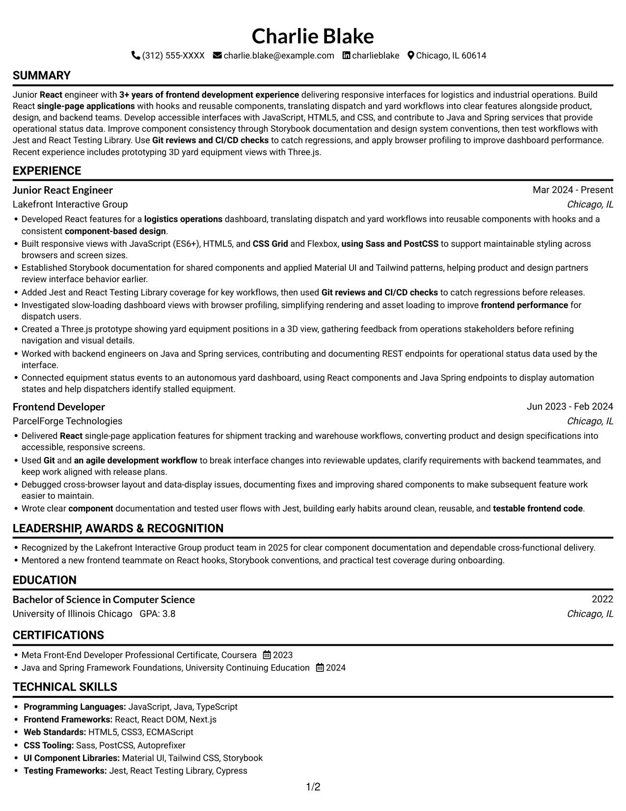 Resume example — page 1