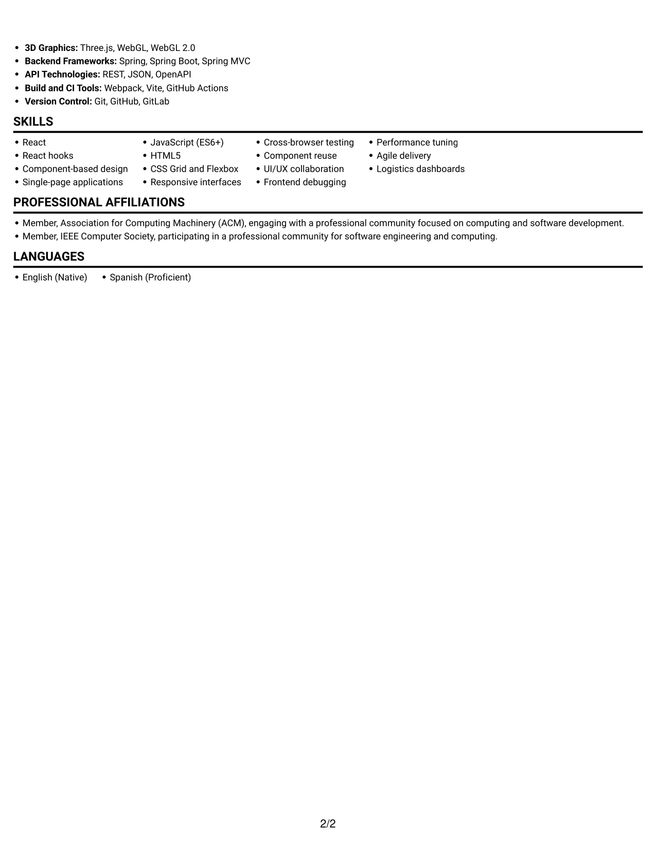 Resume example — page 2