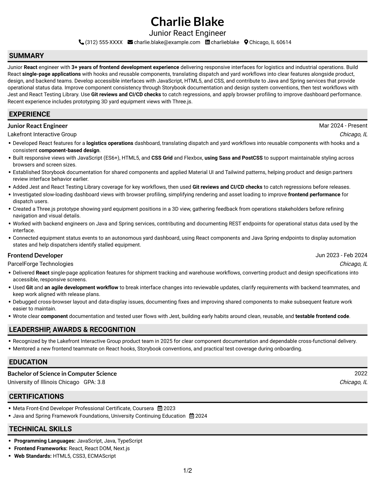 Resume example — page 1