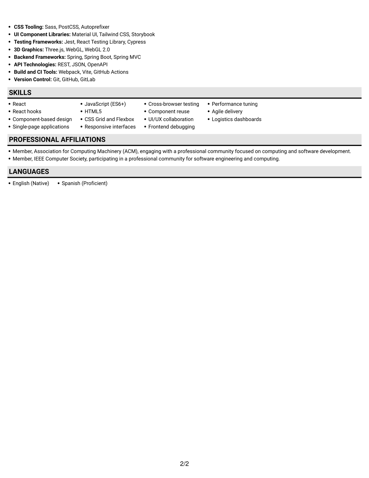 Resume example — page 2