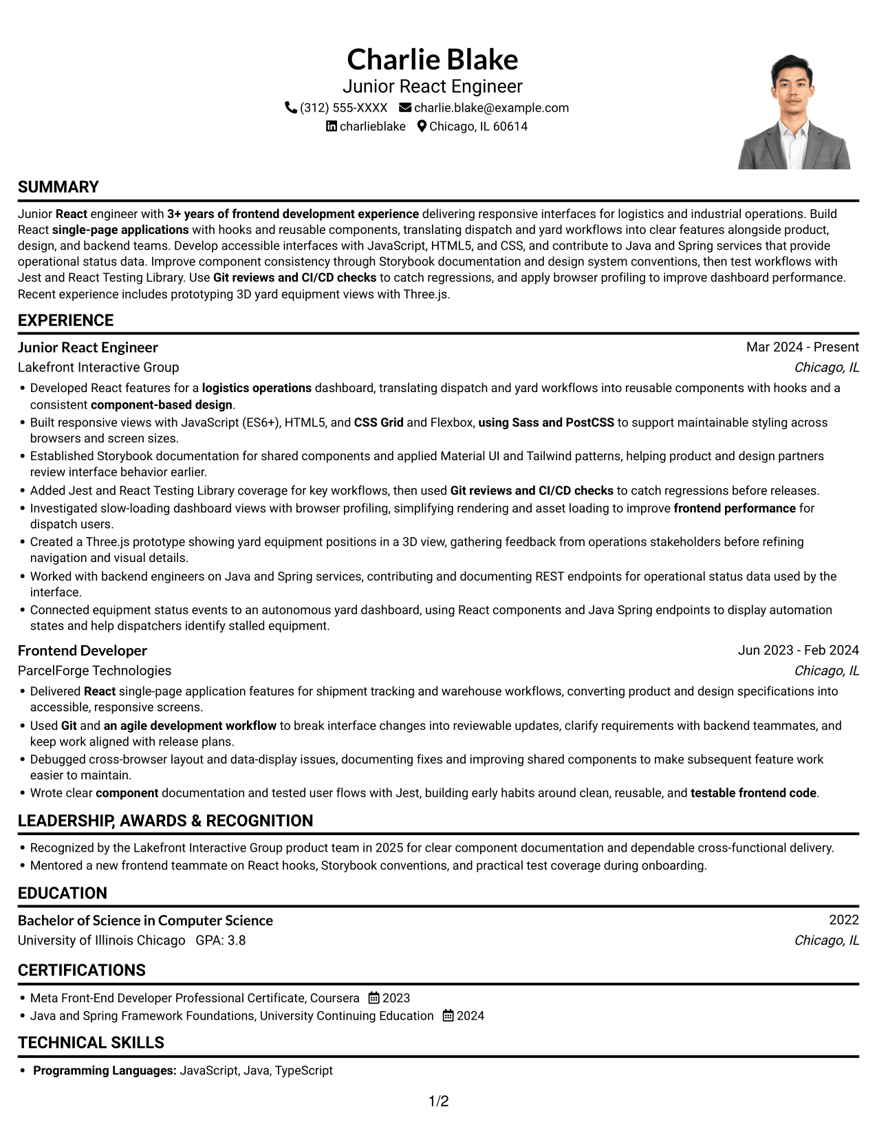 Resume example — page 1