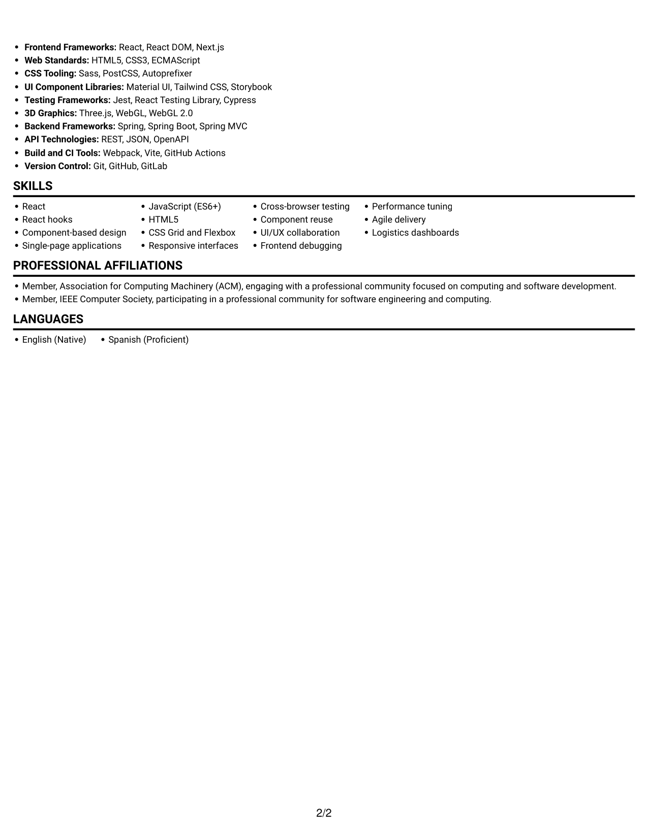 Resume example — page 2