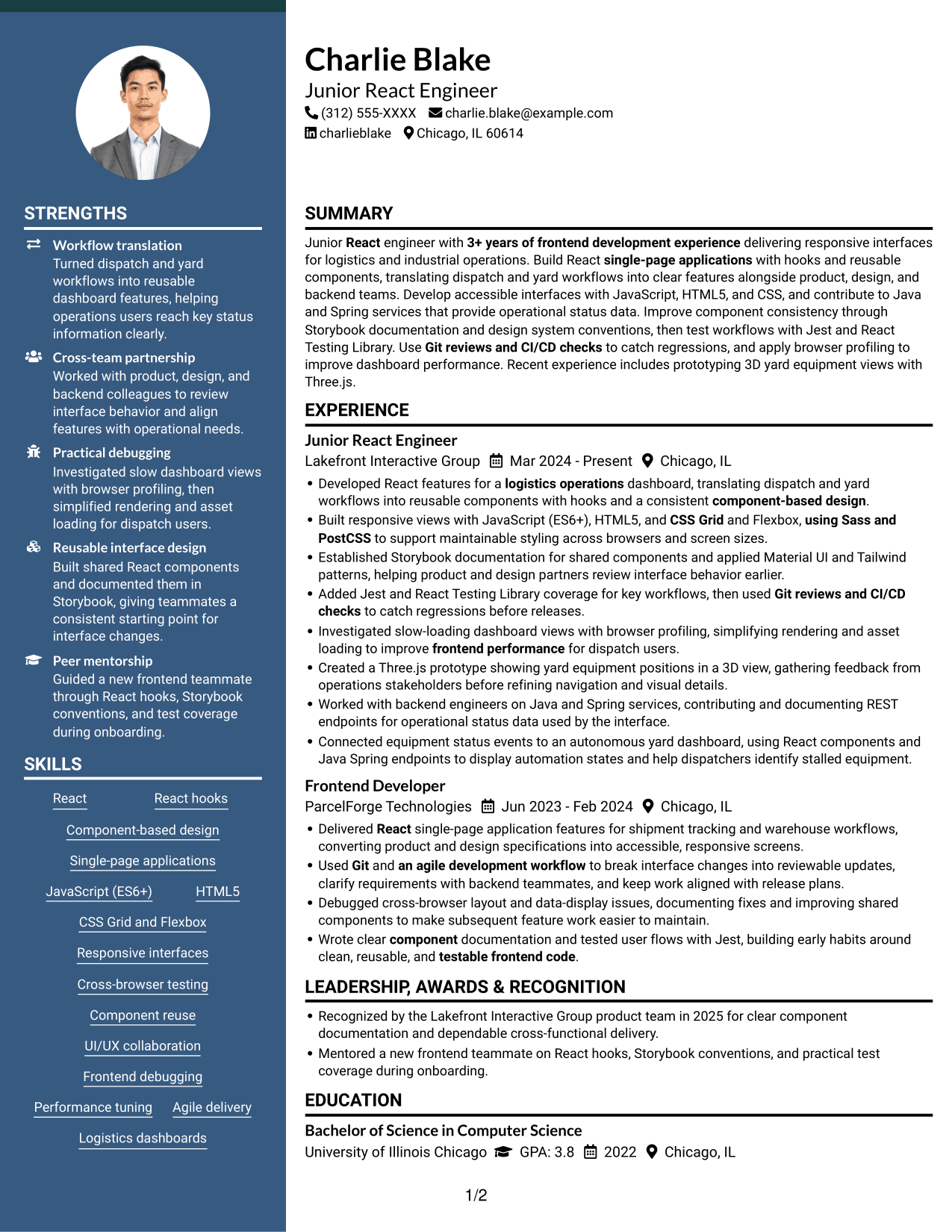 Resume example — page 1