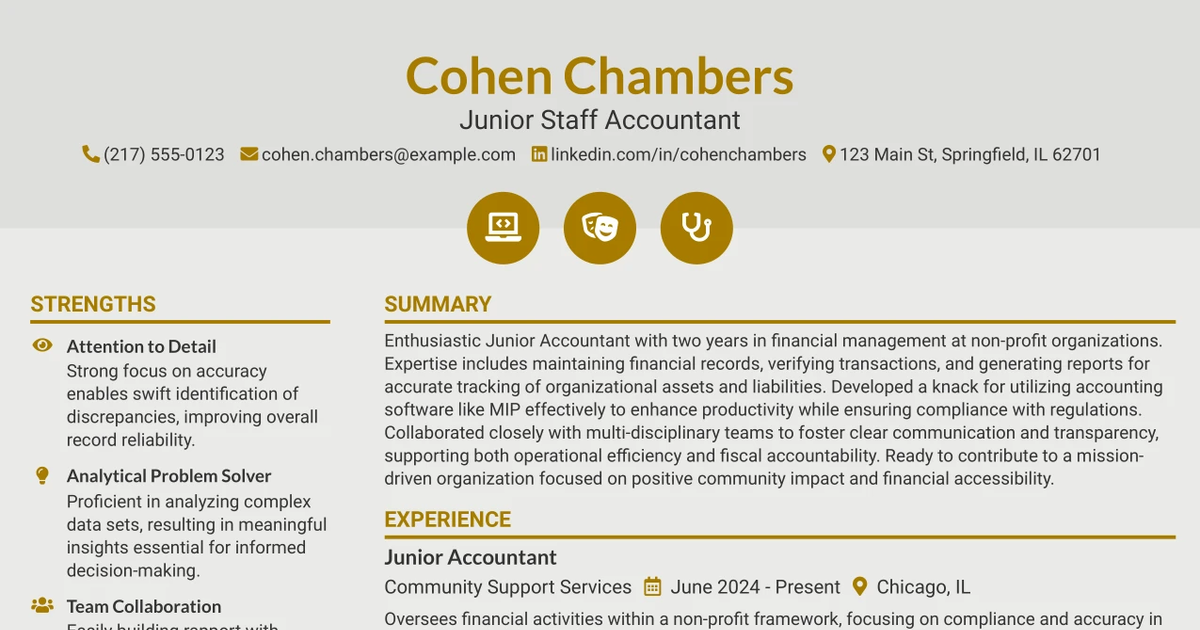 33 Junior Staff Accountant Resume Templates with Example 2026 (ATS-Optimized)