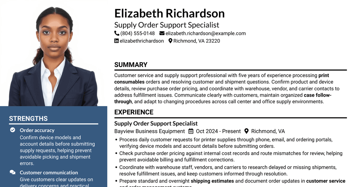 7 Junior Supply Specialist - Print Consumables Resume Templates with Example