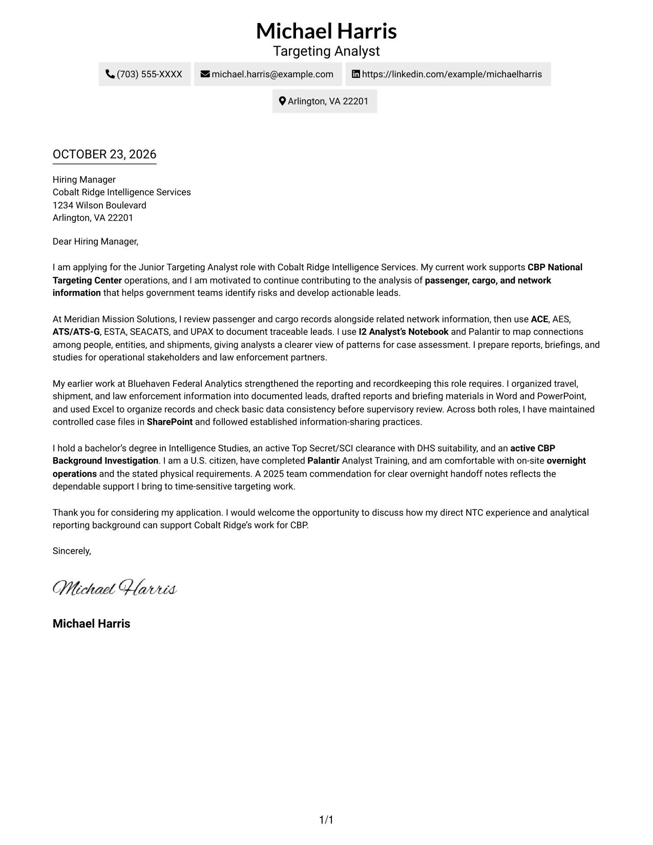Cover letter example — page 1