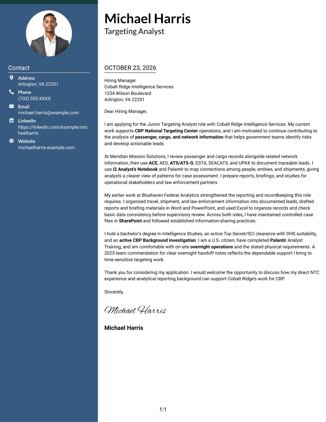 Cover letter example — page 1