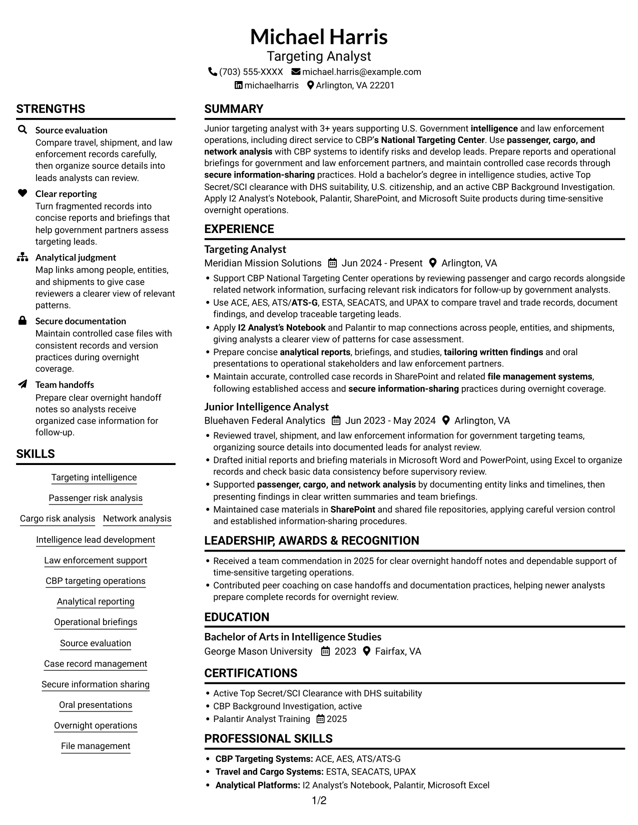Resume example — page 1