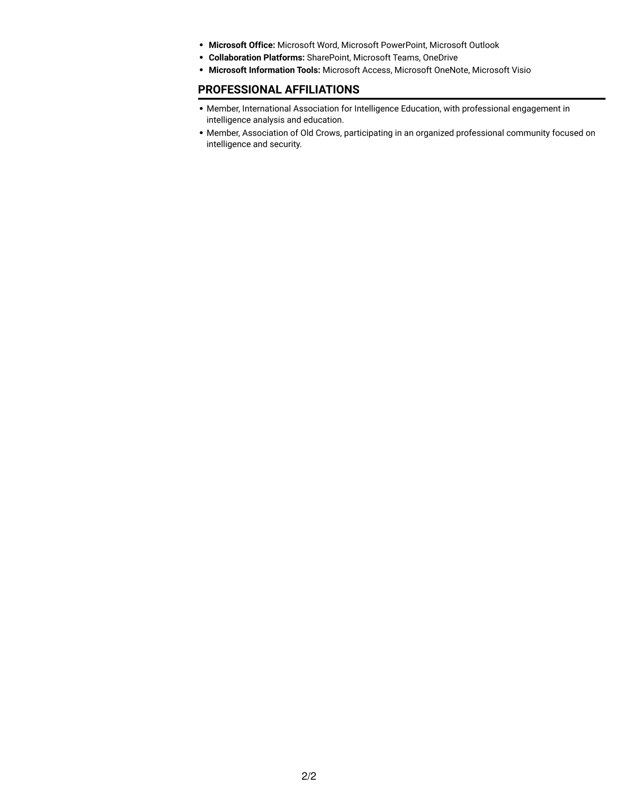 Resume example — page 2