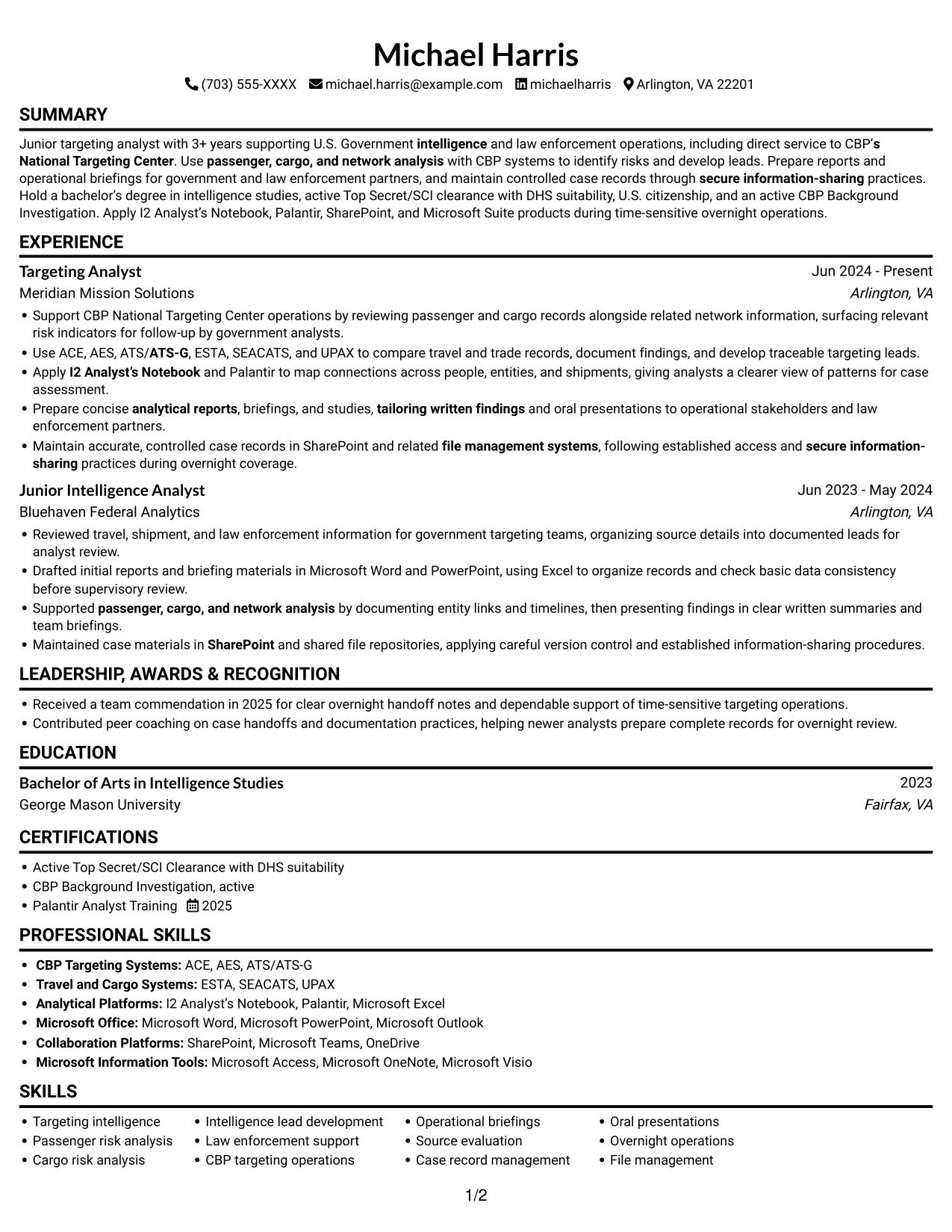 Resume example — page 1