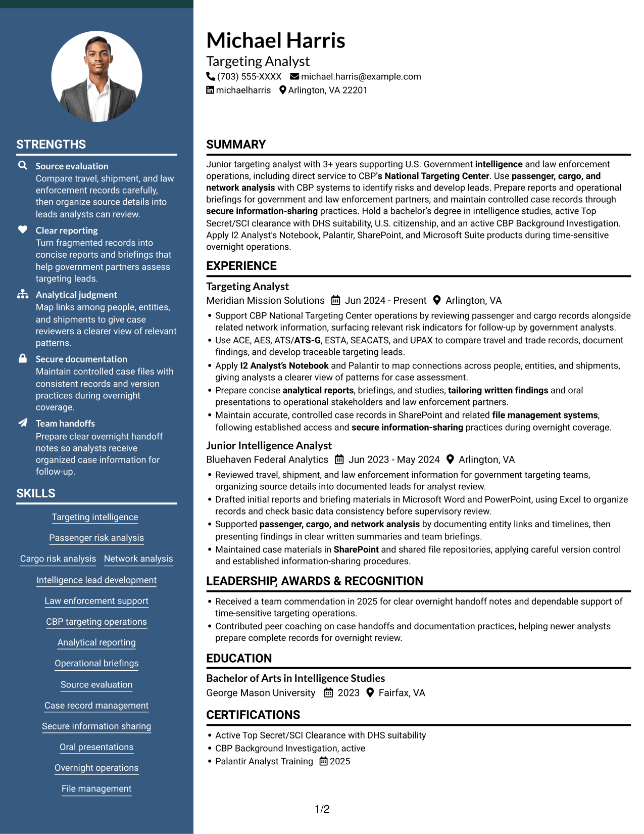 Resume example — page 1