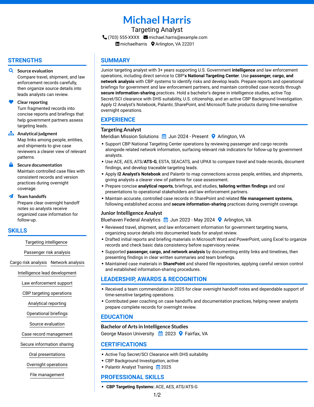 Resume example — page 1