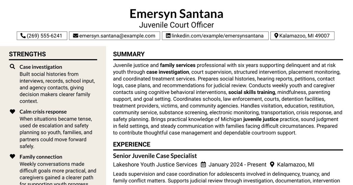 7 Juvenile Court Officer Resume Templates with Example