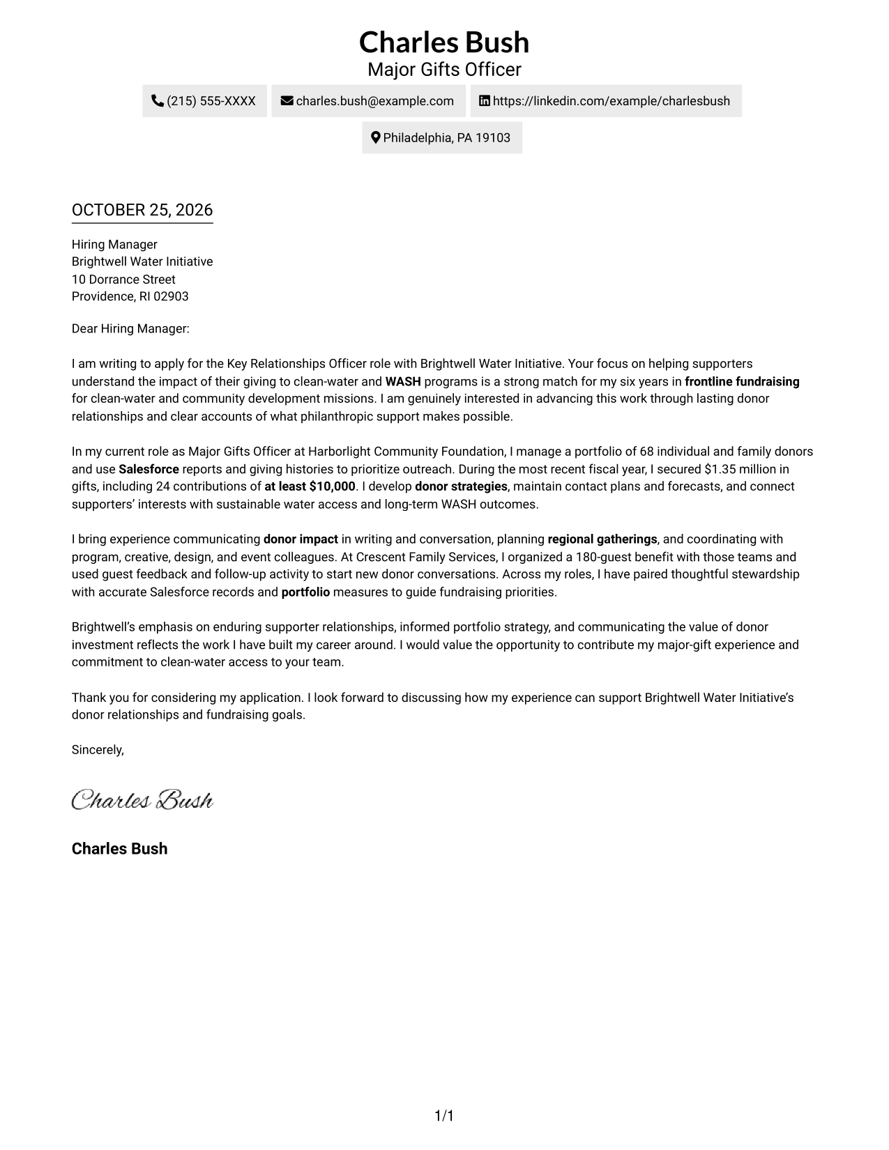 Cover letter example — page 1