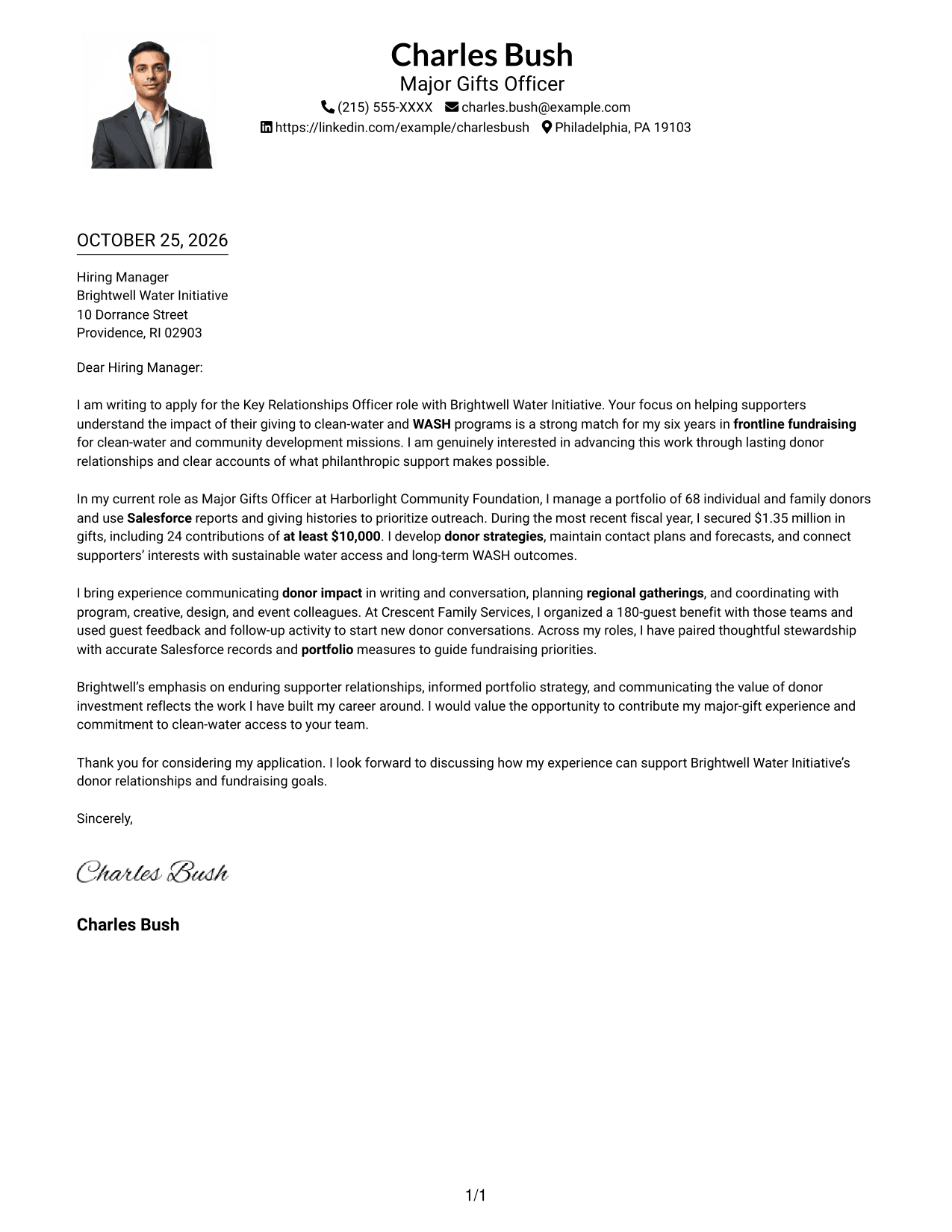 Cover letter example — page 1