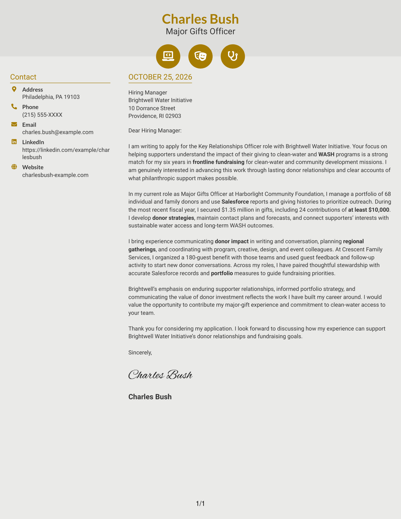 Cover letter example — page 1