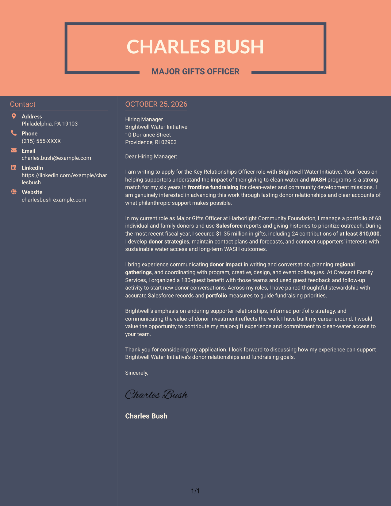Cover letter example — page 1