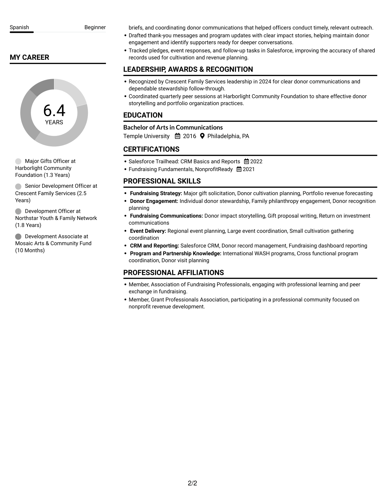Resume example — page 2