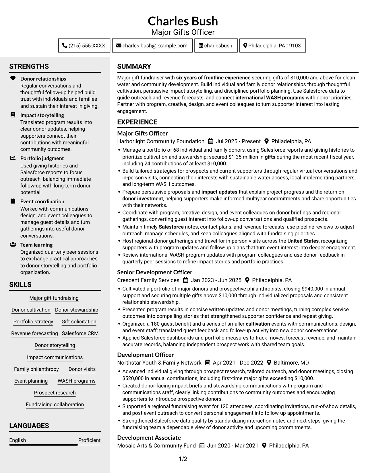Resume example — page 1