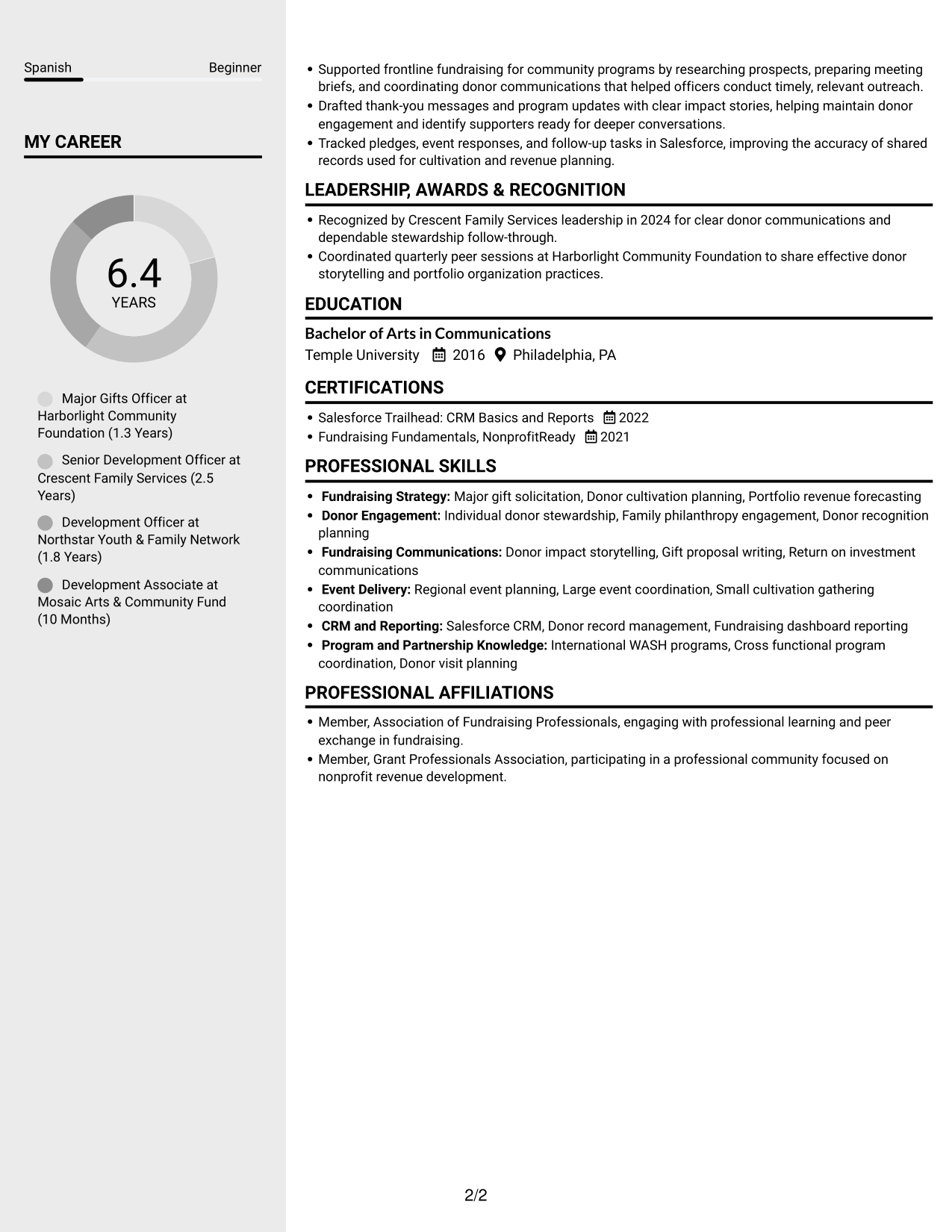 Resume example — page 2