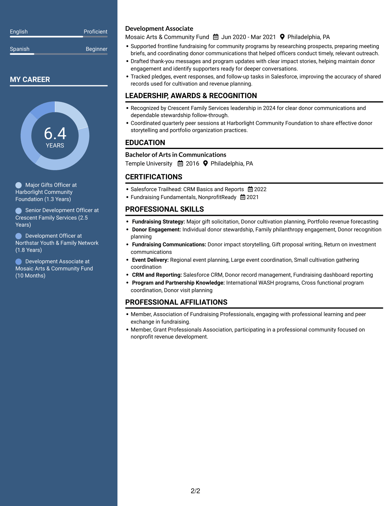Resume example — page 2