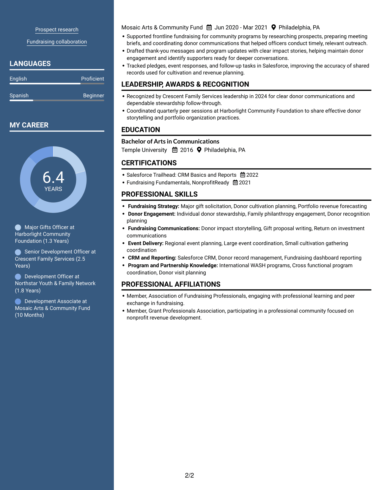 Resume example — page 2