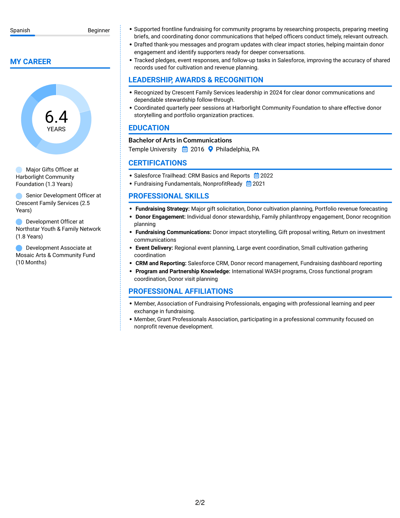 Resume example — page 2
