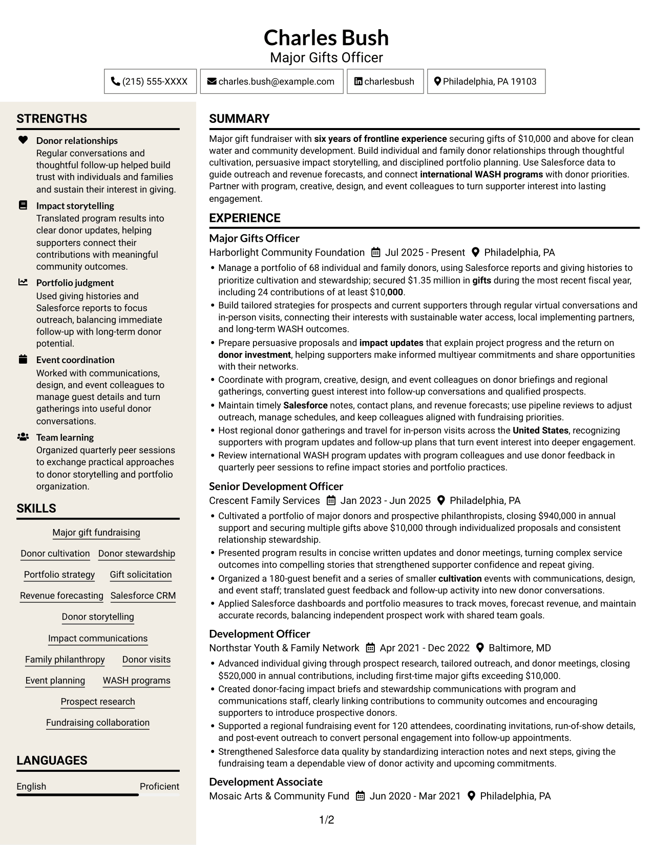 Resume example — page 1