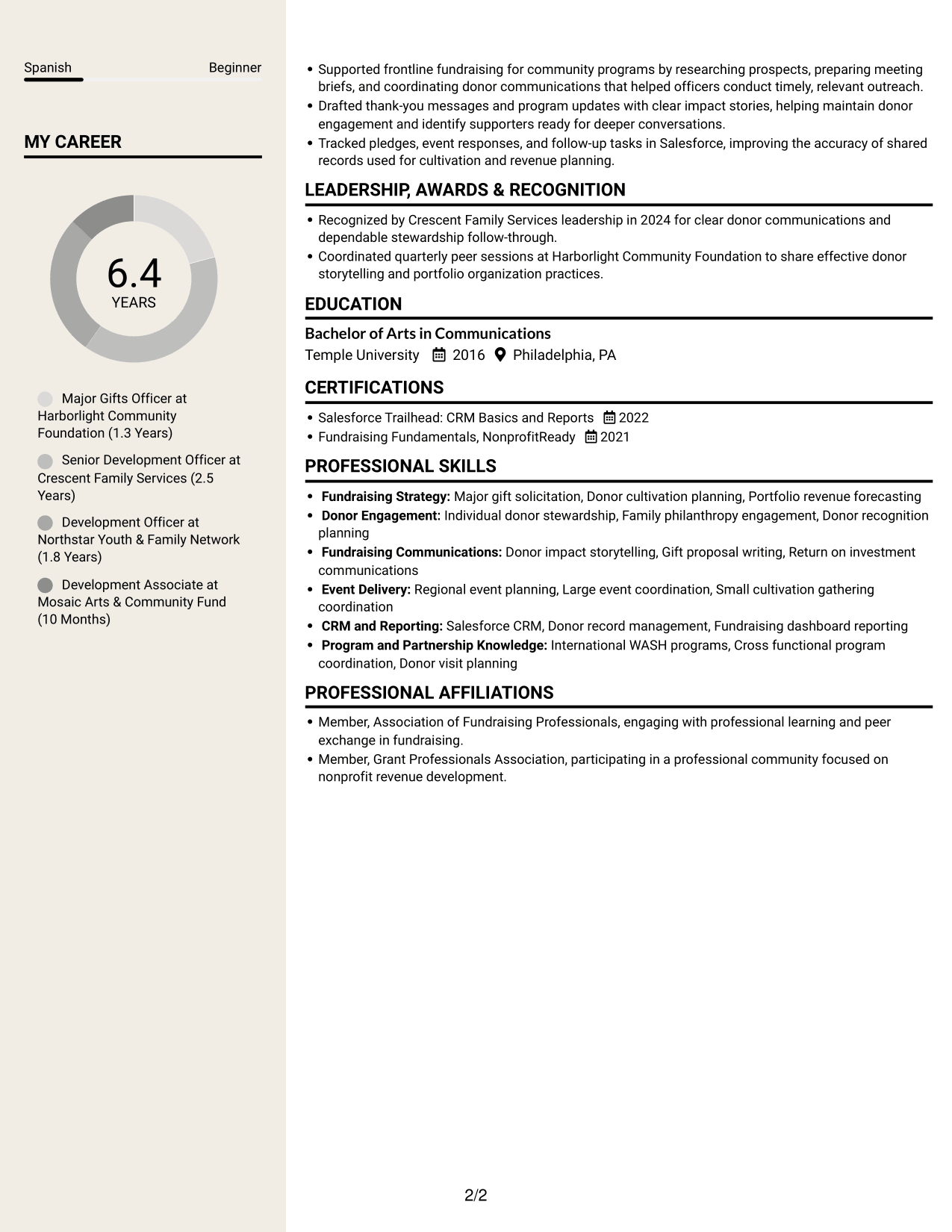 Resume example — page 2