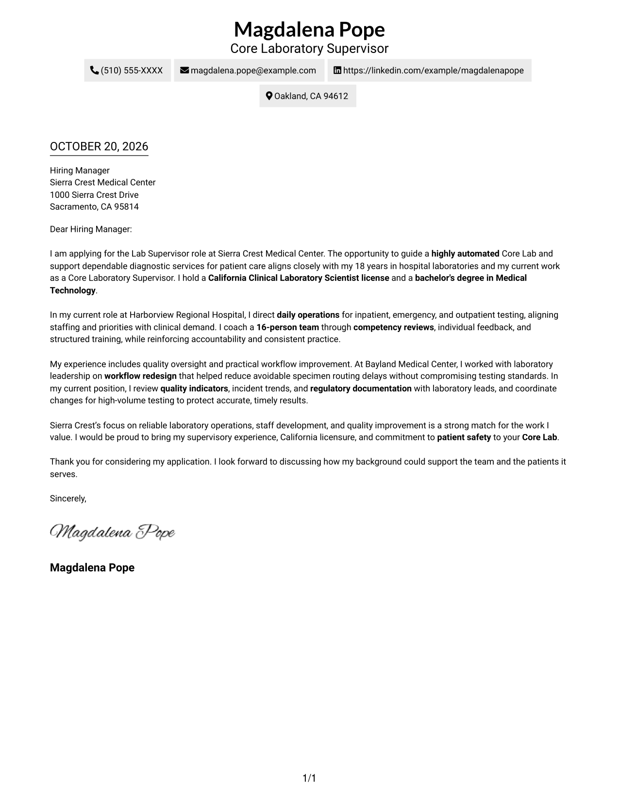Cover letter example — page 1