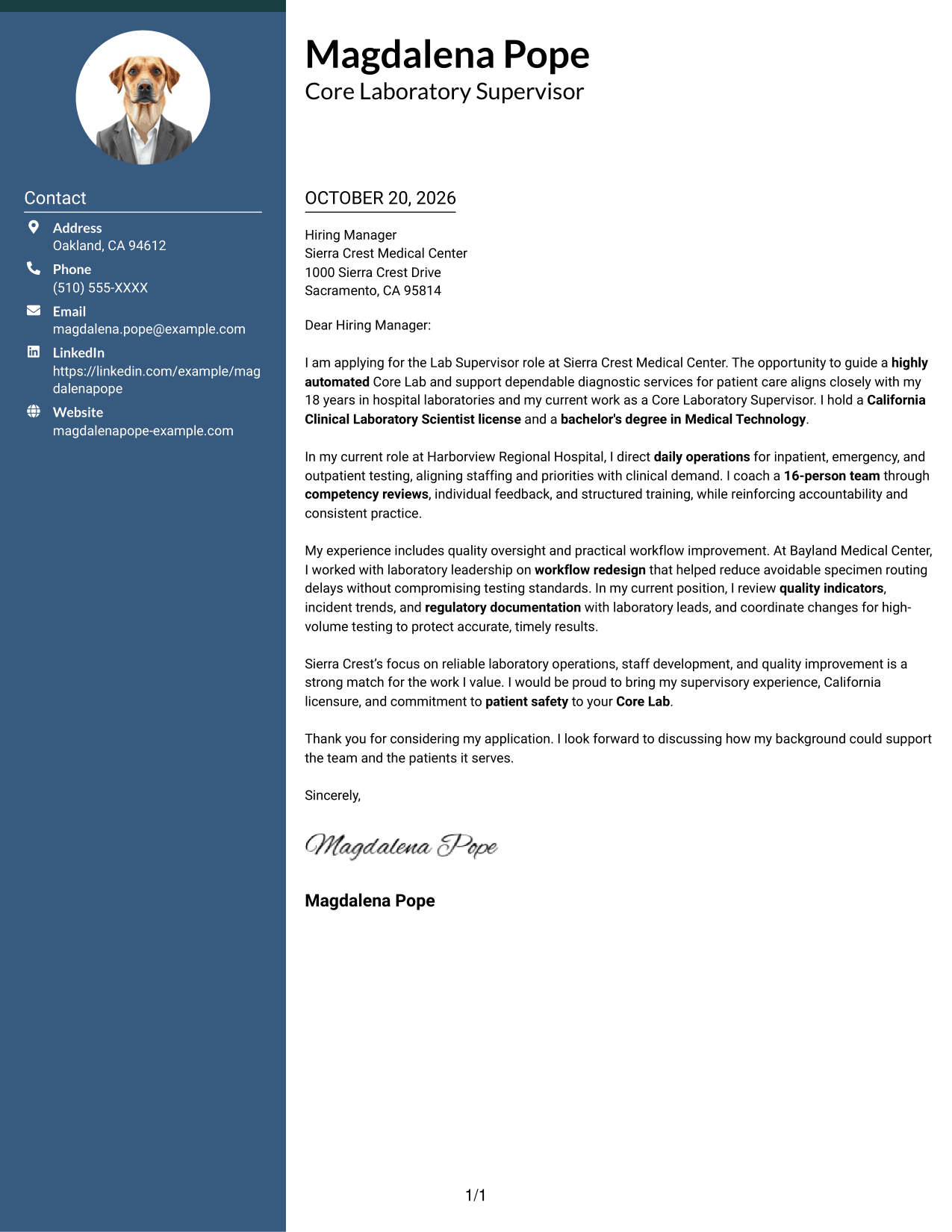 Cover letter example — page 1