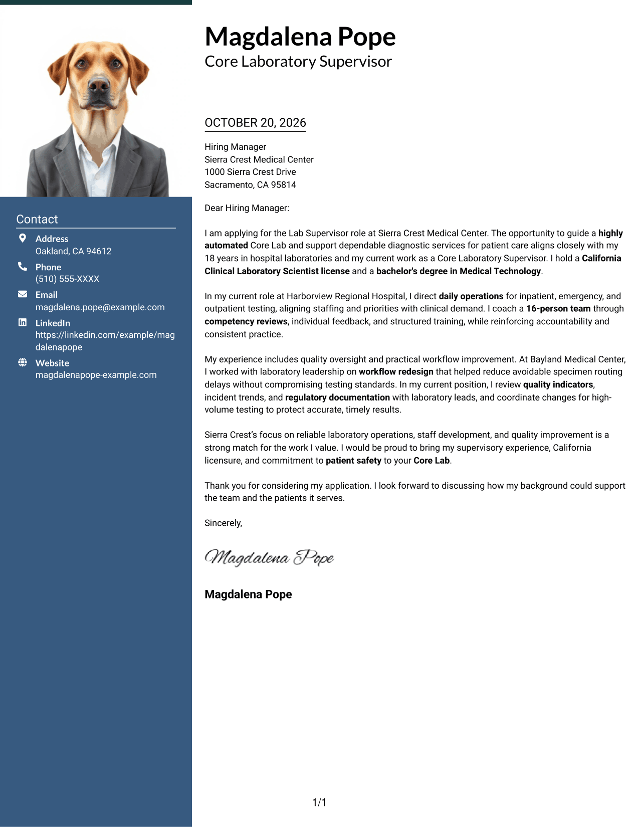Cover letter example — page 1