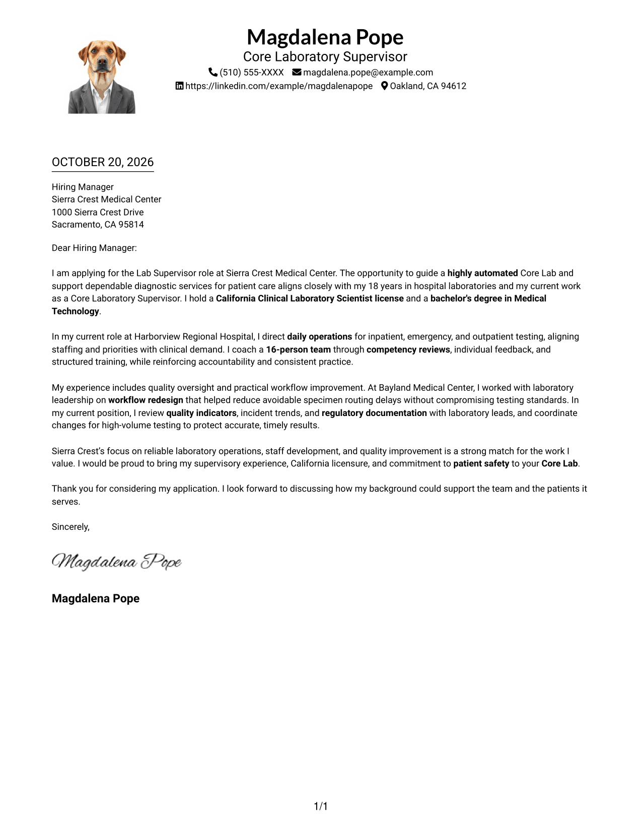 Cover letter example — page 1