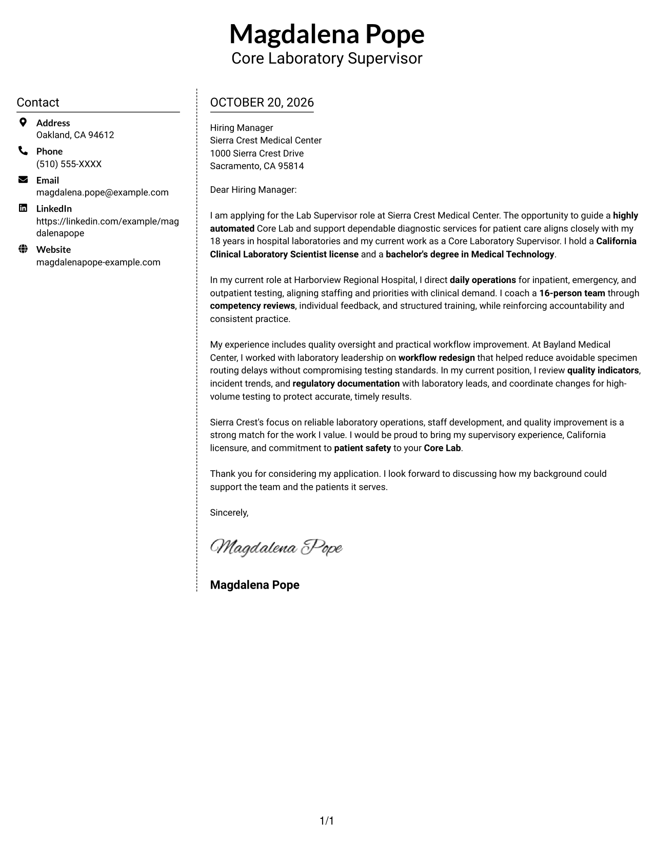 Cover letter example — page 1