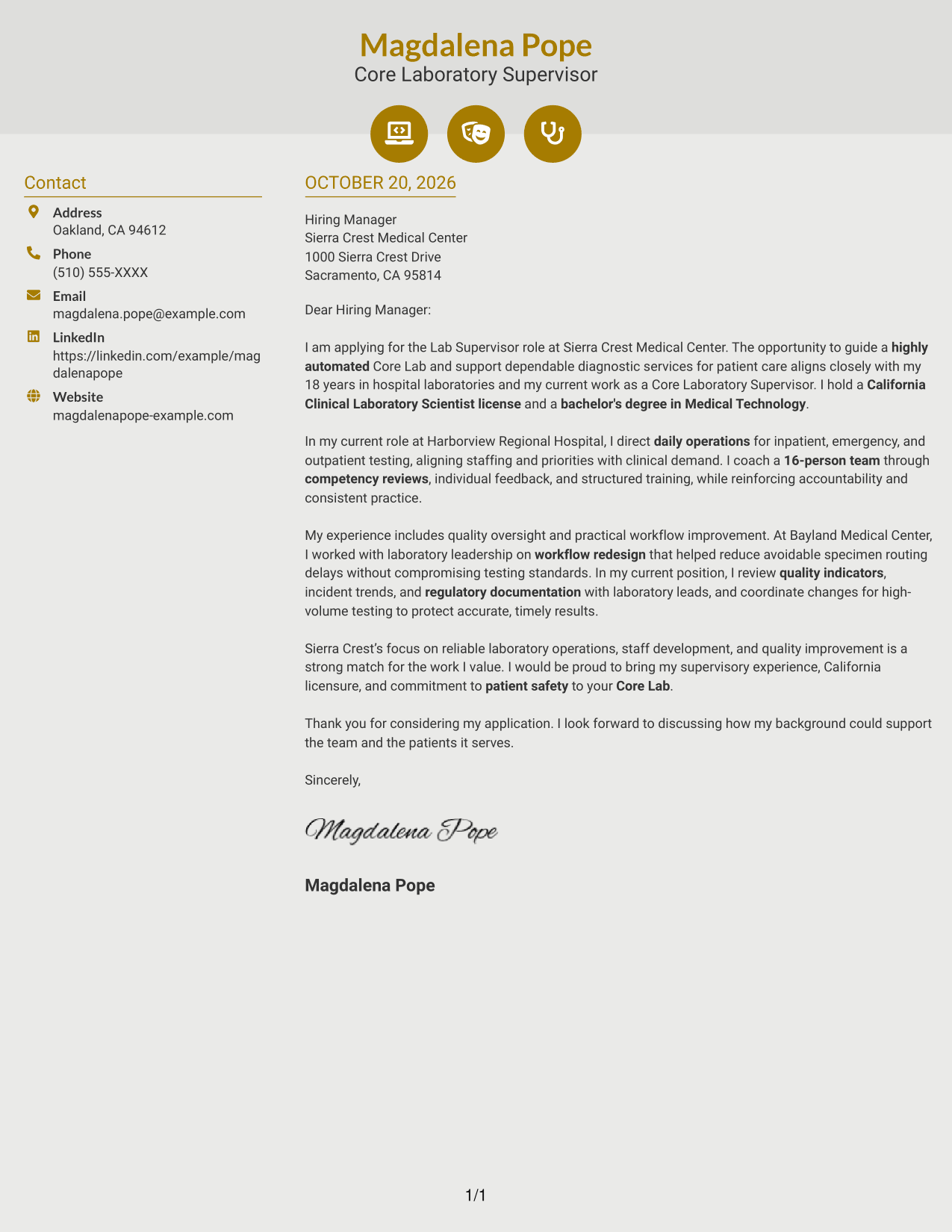 Cover letter example — page 1