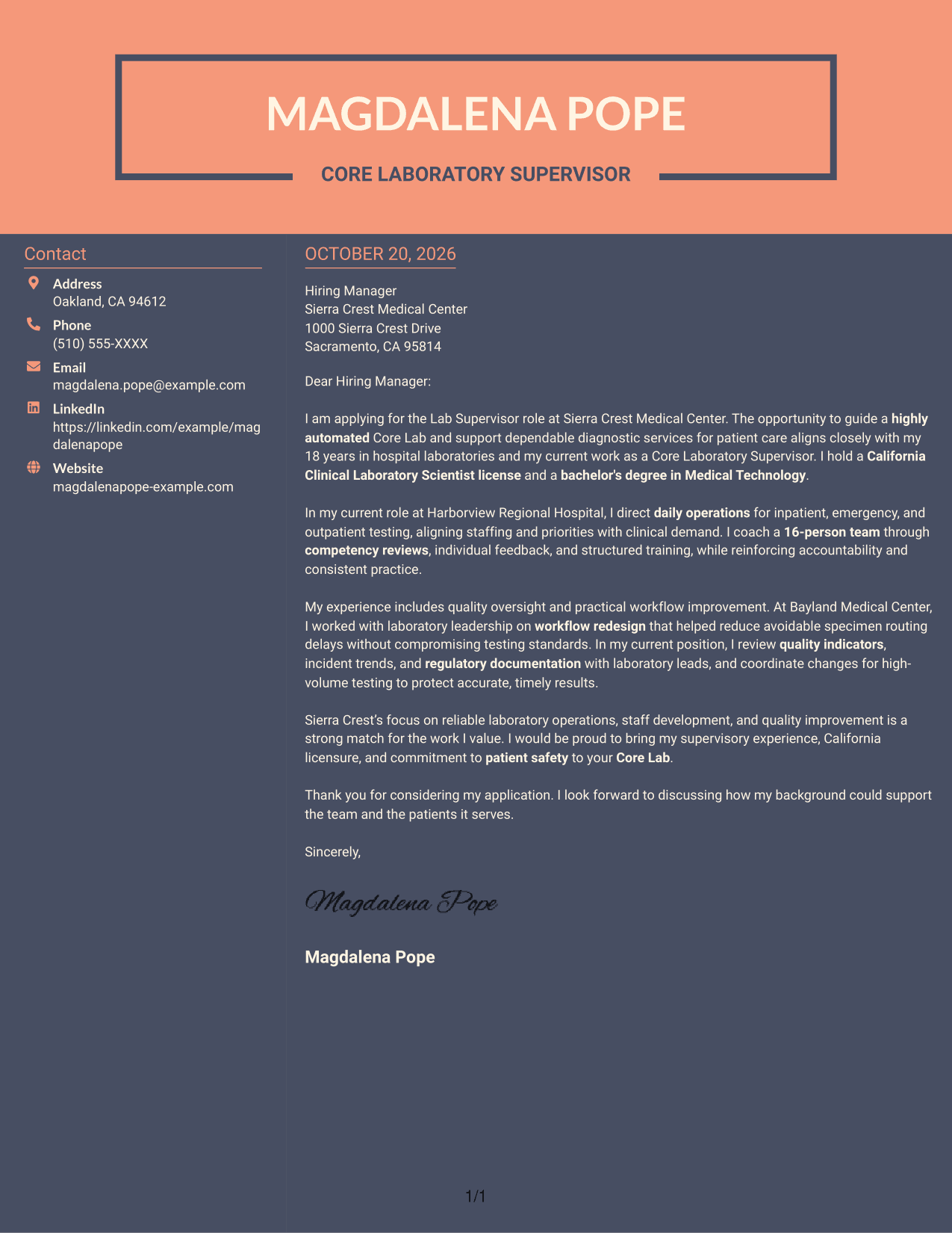 Cover letter example — page 1