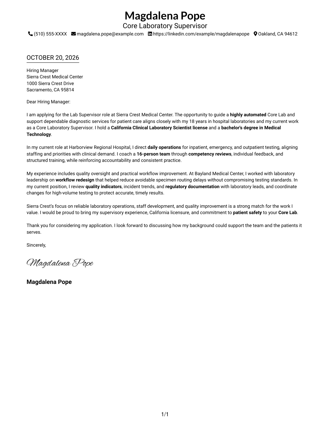 Cover letter example — page 1