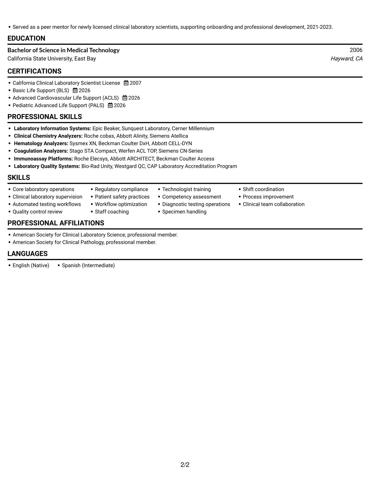 Resume example — page 2