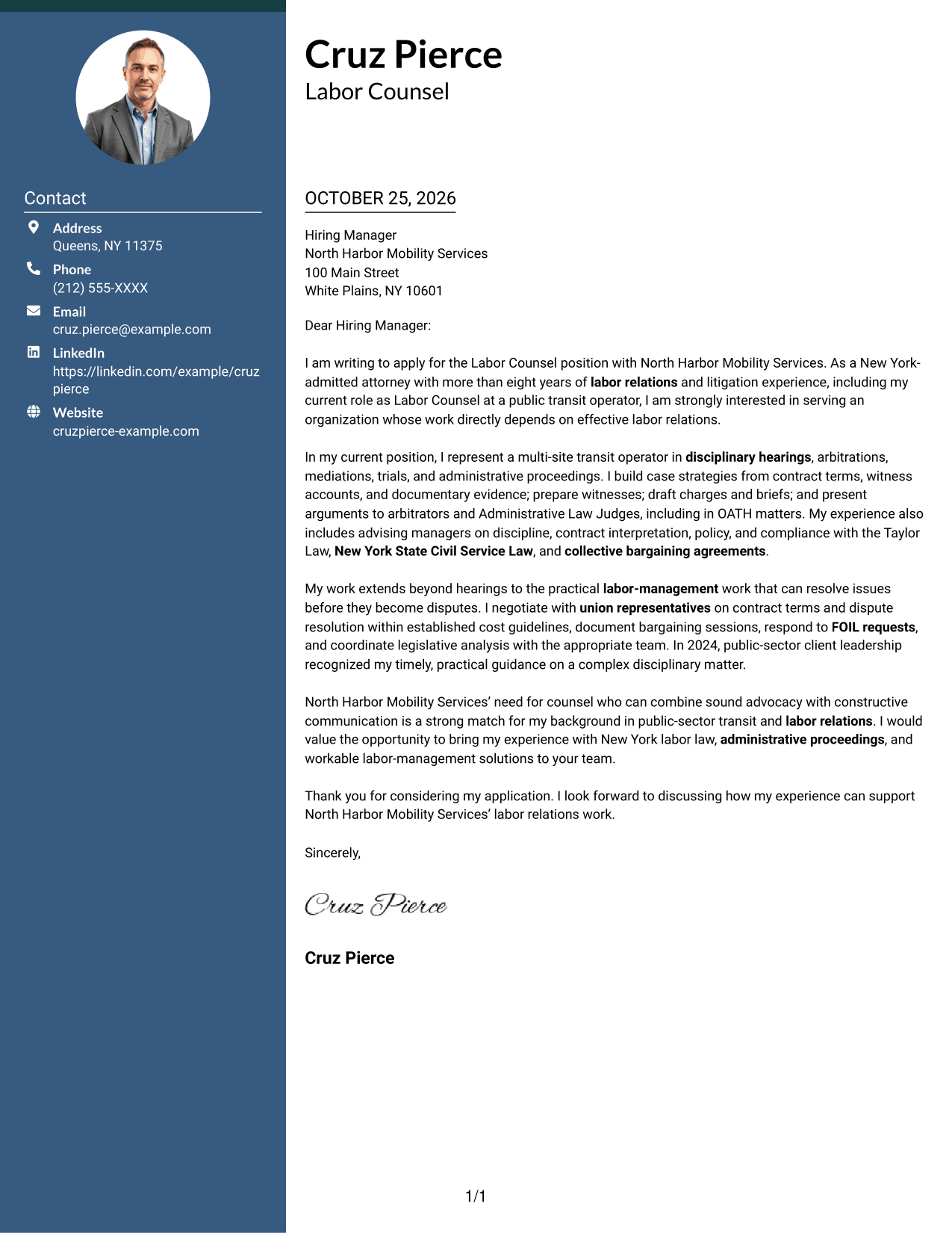 Cover letter example — page 1