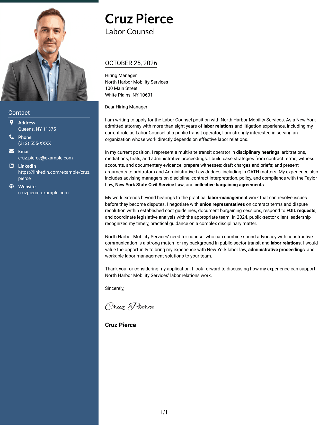 Cover letter example — page 1